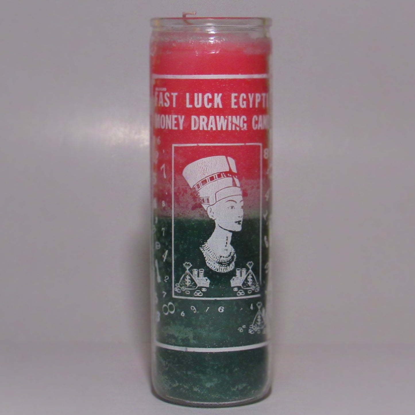 Wax candle with red and green design
