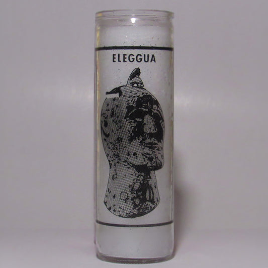 Candle with 'Eleggua' design 