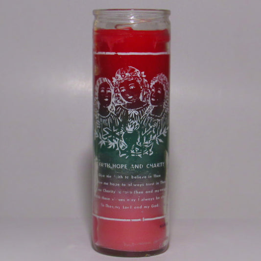 Candle with printed design and text 