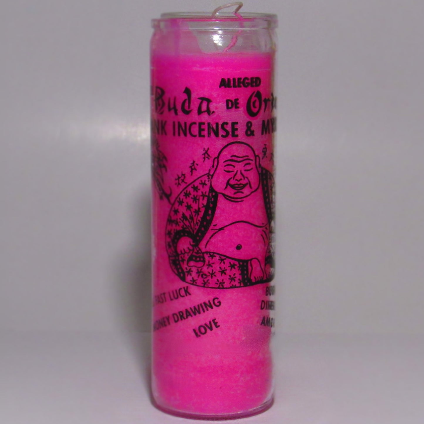 Frankincense & Myrrh Lucky Buddha Pink Scented Religious 7 Days Candle