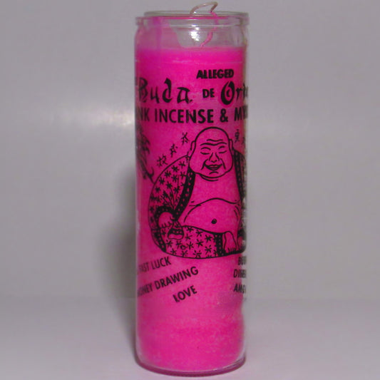 Frankincense & Myrrh Lucky Buddha Pink Scented Religious 7 Days Candle